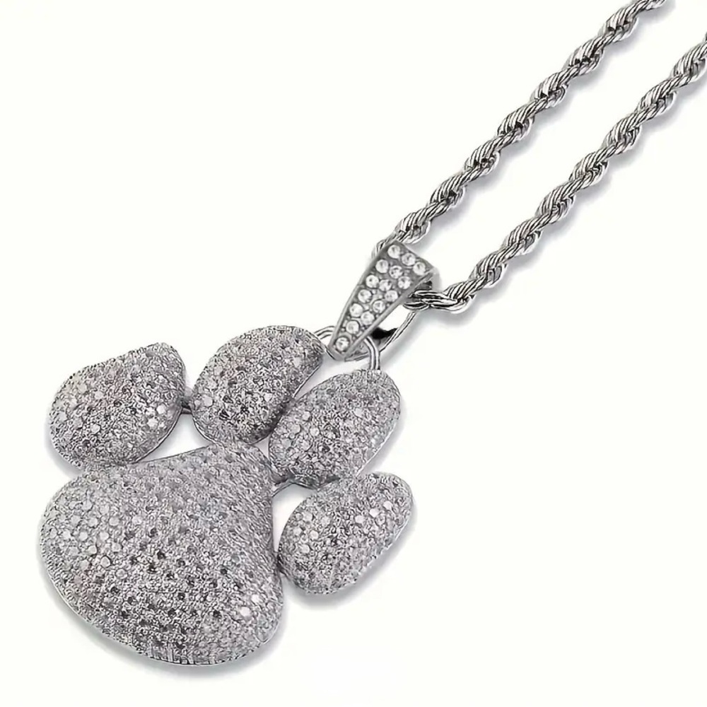 🐾 Paw Love Necklace Pendant With Zirconia 💎 - Picture 5 of 6